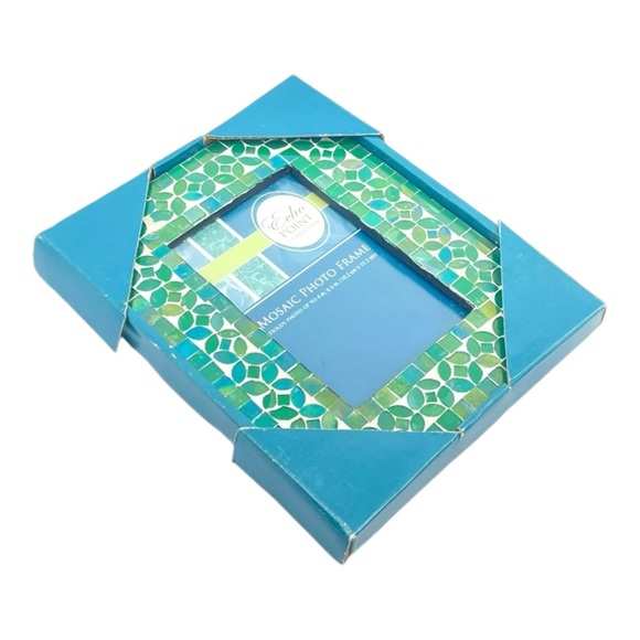 Vintage ECHO POINT Mosaic Glass Frame Plate 2 Piece Entryway Set Vanity Console - Picture 9 of 11